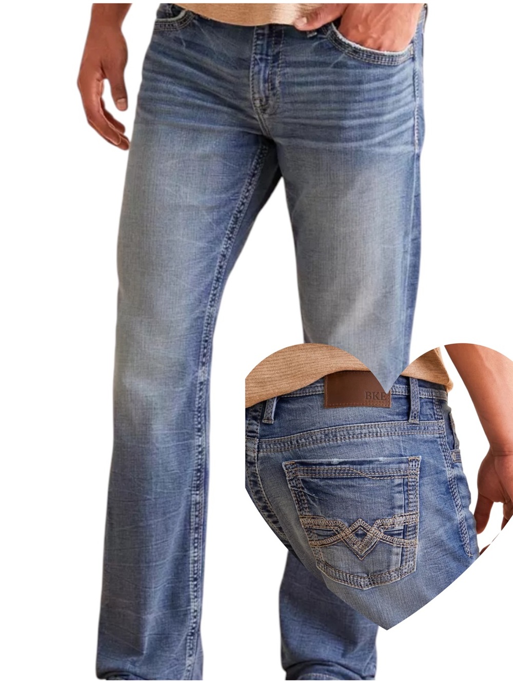 BKE Jake Boot Stretch Jeans Men's W33 L30 Tanner Medium Wash | VGC